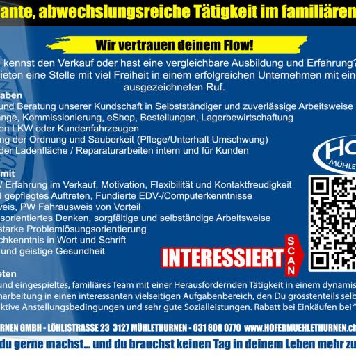 JOBS Hofer Mühlethurnen GmbH - Verkauf Allrounder